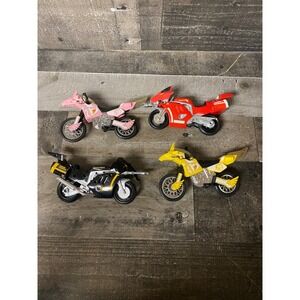 Power Rangers Toy Motorbikes Lot 4 Pink Red Yellow Black Action Figure Vehicles